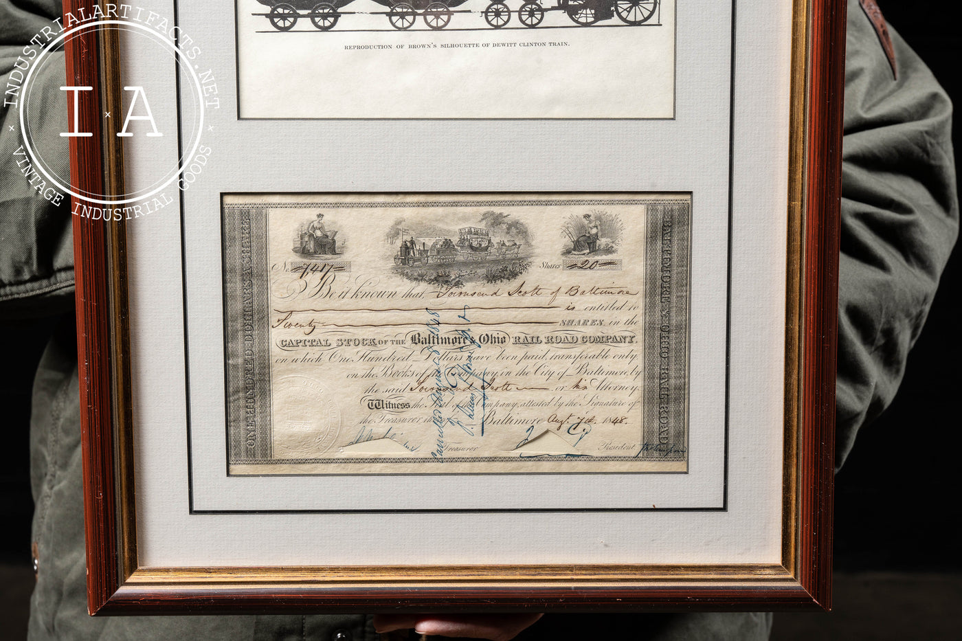 Framed Capital Stock of the Baltimore Ohio Railroad Company