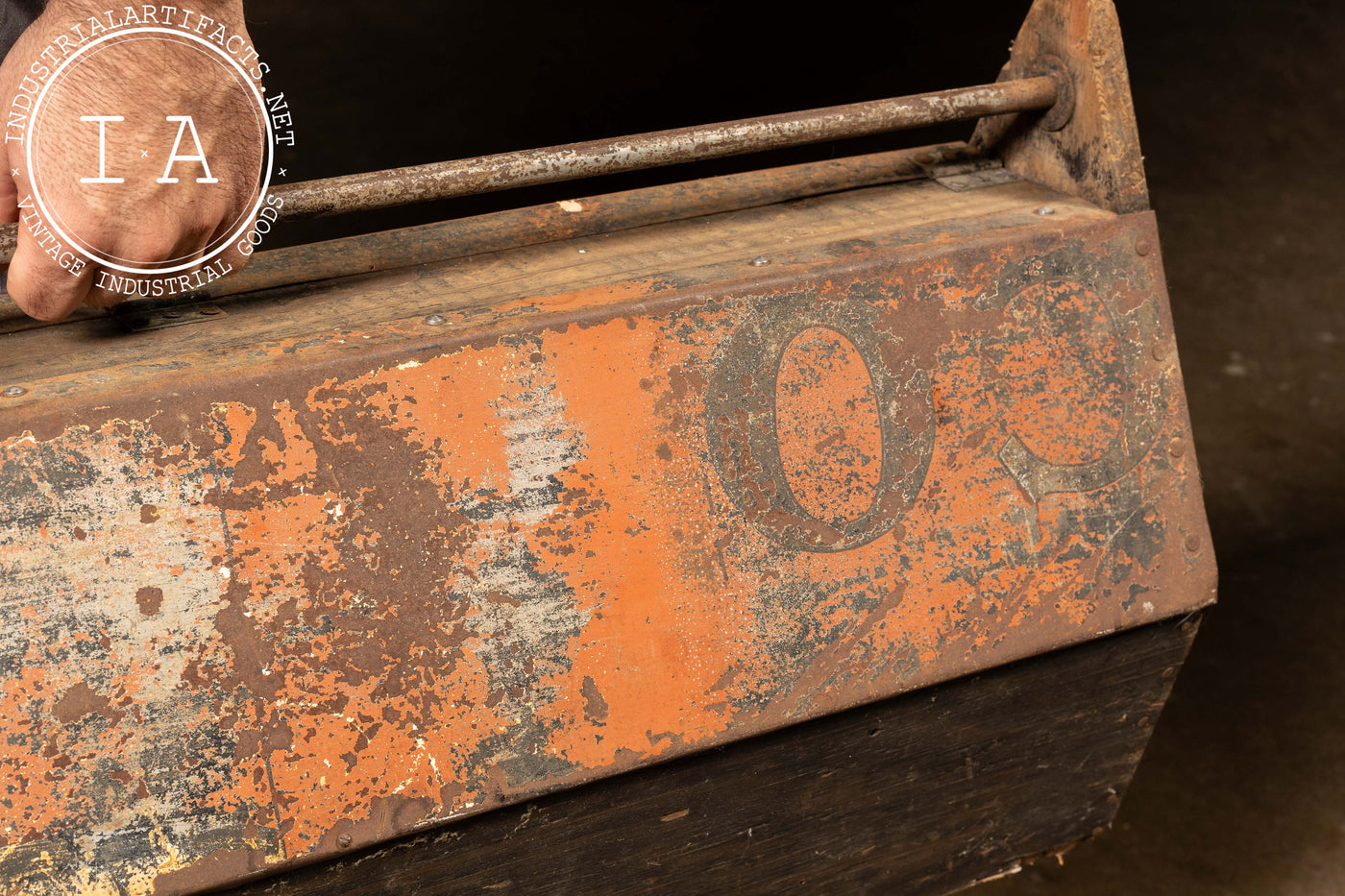 Vintage Folk Art Tin Sign Toolbox