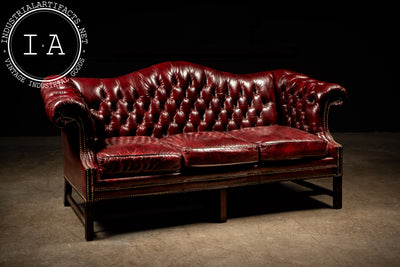 Queen Anne-Style Tufted Oxblood Sofa
