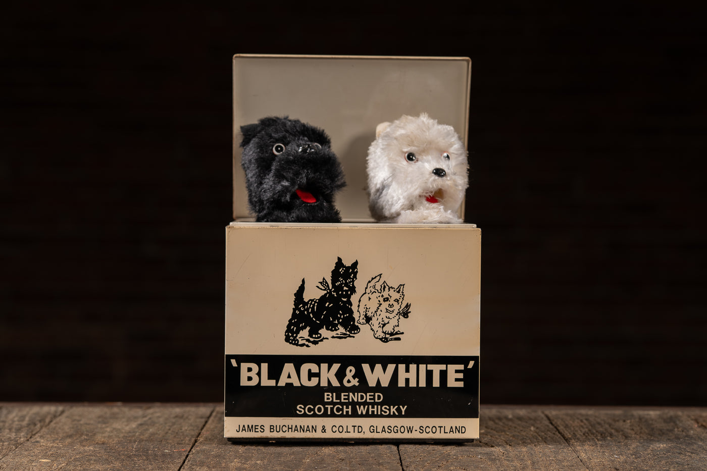 Vintage Black & White Scotch Advertising Animatronic - Scottish Terriers