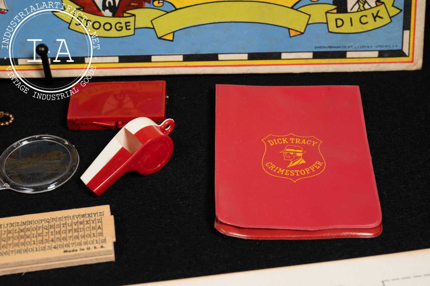Dick Tracy Collectibles Lot - Crimestoppers Kit, Detective Game, and Vinyls