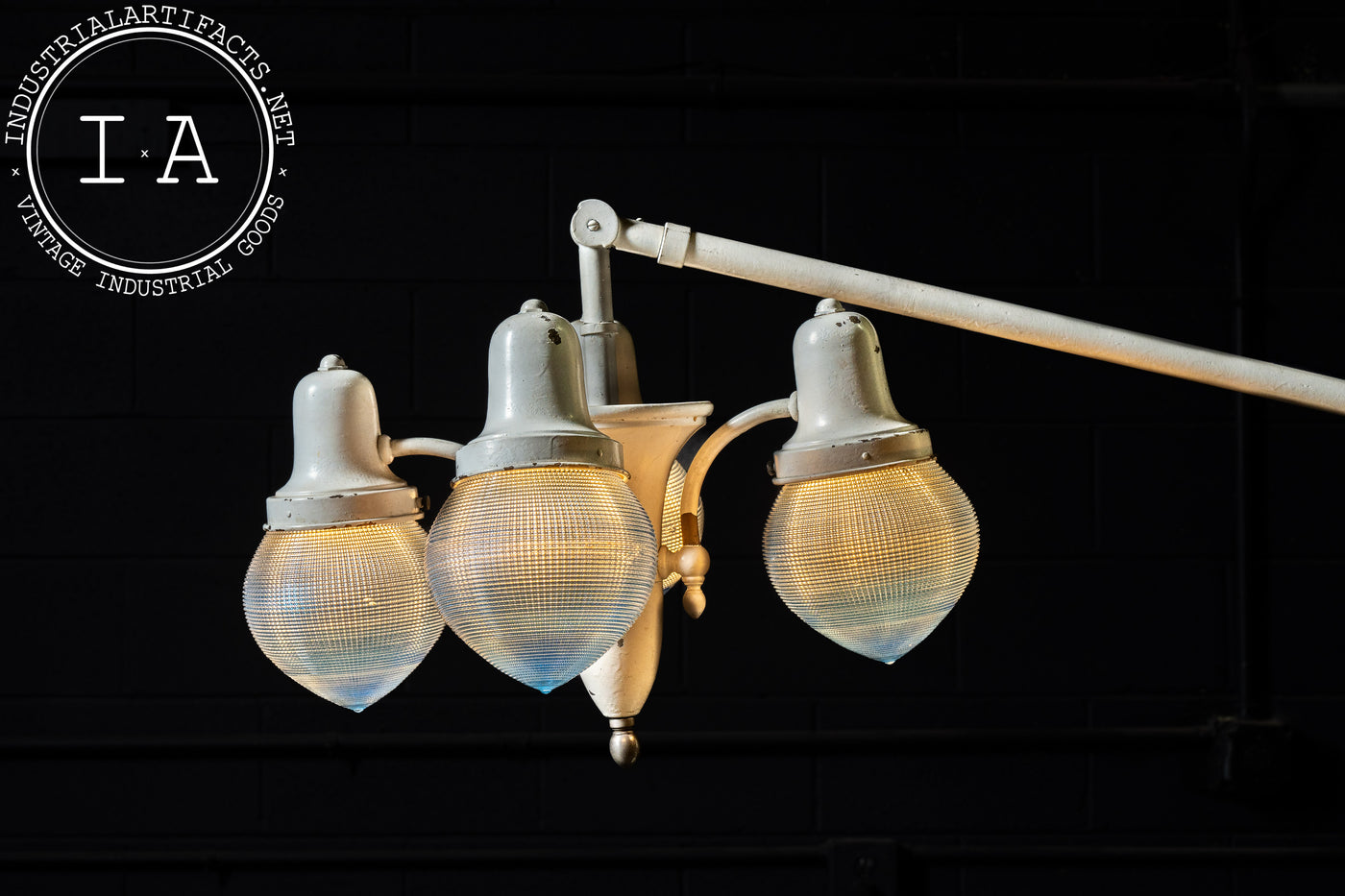 Antique Harry J. Bosworth Dental Lamp With Holophane Shades