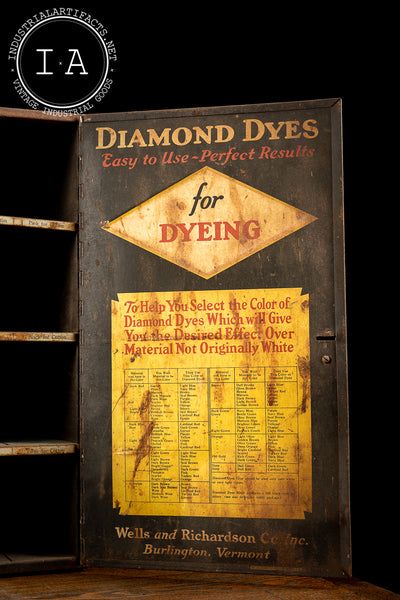 Early 20th Century Metal Diamond Dyes Cabinet
