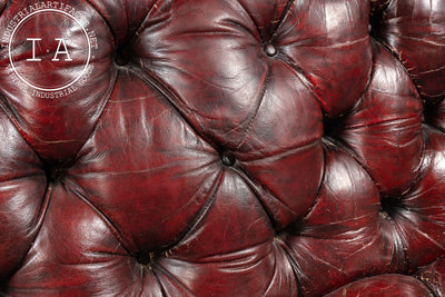 Antique Rolling Tufted Oxblood Sofa