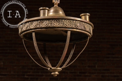 Large Early 20th Century Gothic Revival Hanging Brass Fixture