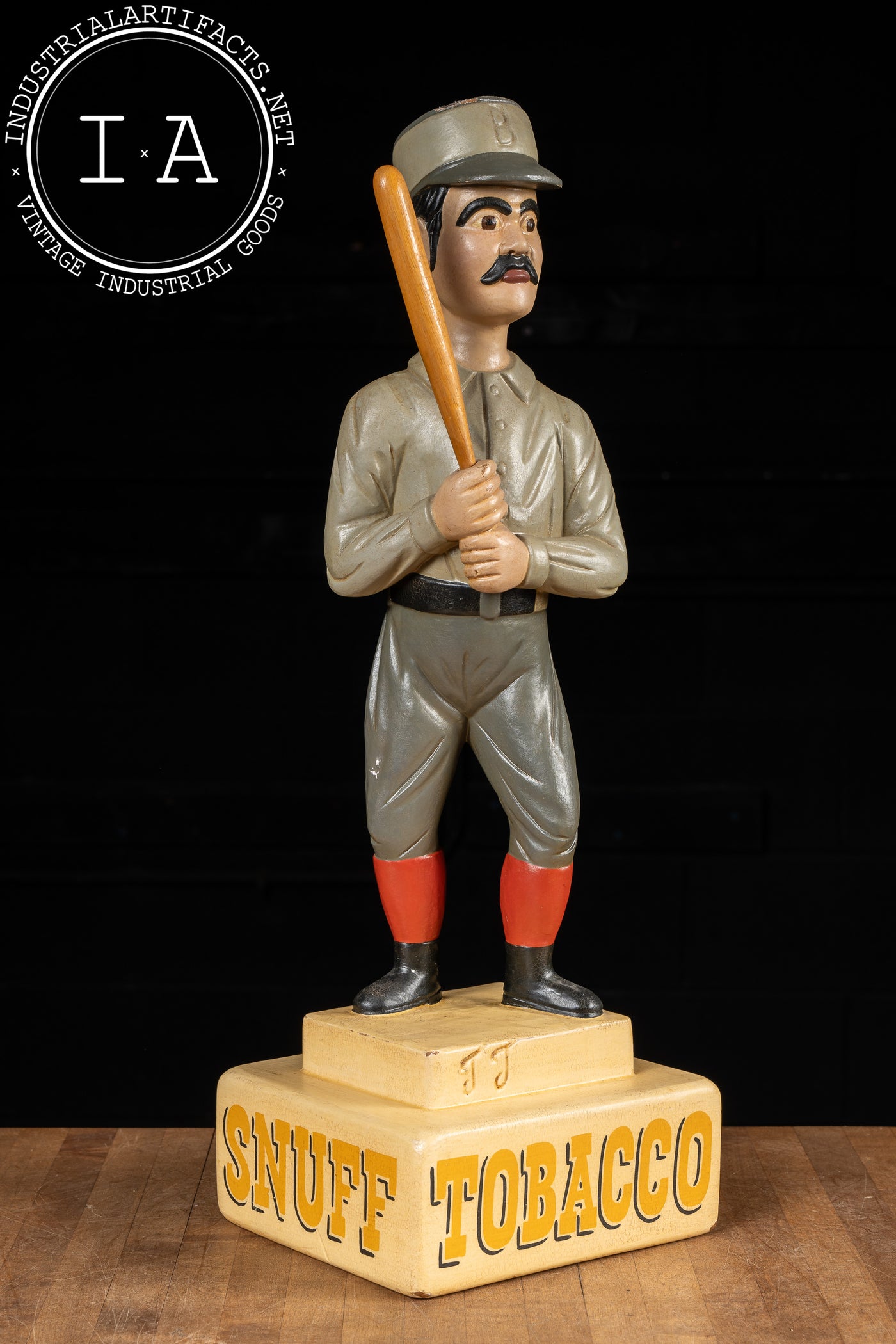 Antique Baseball Player Tobacco Advertising Statue