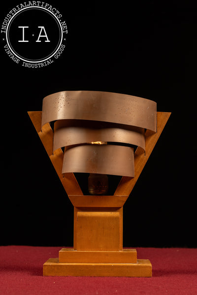 Vintage Streamline Modernist Tiered Copper Table Lamp
