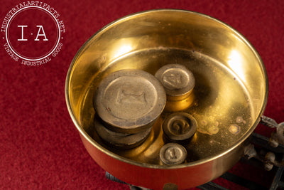 Early 20th Century Brass Wage Scale with Cast Iron Frame