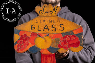 J-M Stained Glass Studio Painted Wooden Sign