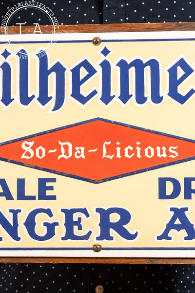 Vintage SSP Seilheimer's Ginger Ale Advertising Sign