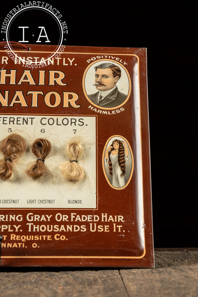 Early 20th Century Japp's Hair Rejuvenator Tin Litho Advertising Sign