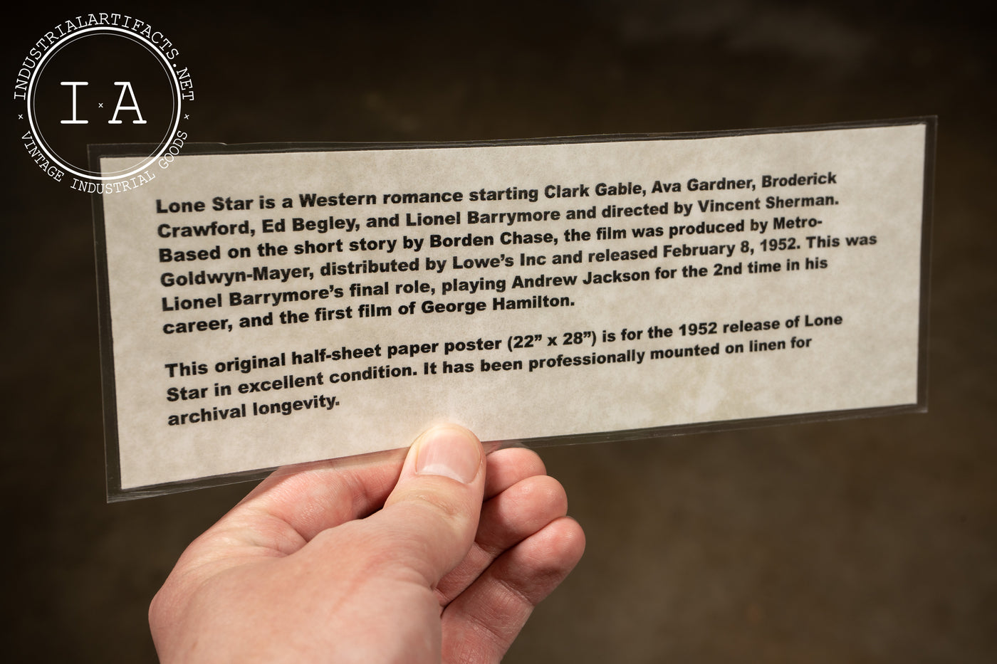 Original “Lone Star” 1952 MGM Half-Sheet Film Poster