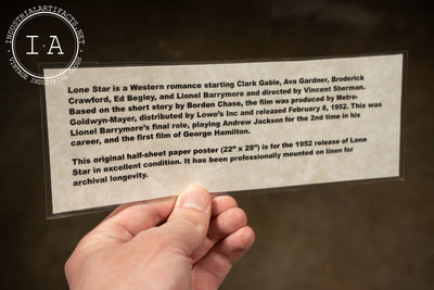 Original “Lone Star” 1952 MGM Half-Sheet Film Poster