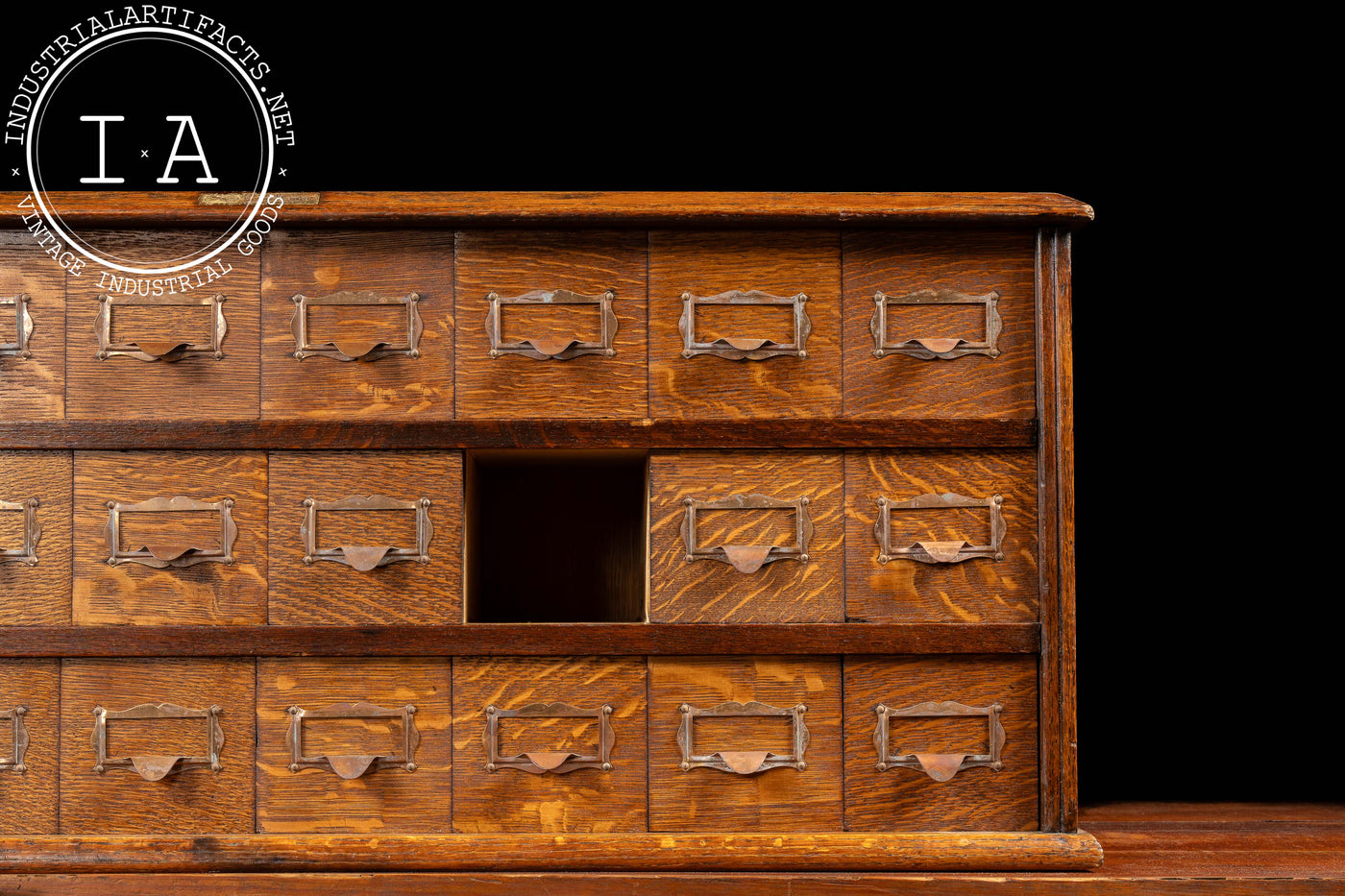 Early 20th Century Tiger Oak Puzzle Box Card Catalog