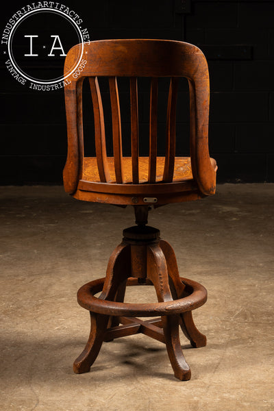 Vintage Wooden Bookkeeping Swivel Stool