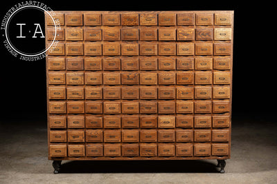 Antique Oak 100-Drawer Apothecary Cabinet