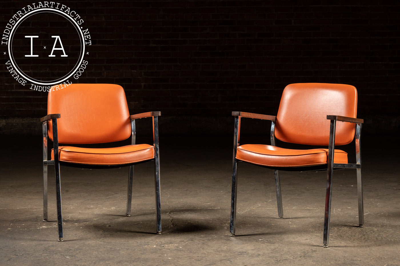Pair of MCM Office Chairs in Orange by Delwood