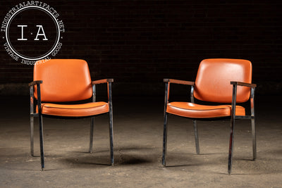 Pair of MCM Office Chairs in Orange by Delwood