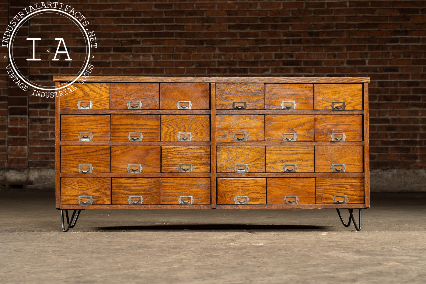 Vintage Oak 24-Drawer Apothecary