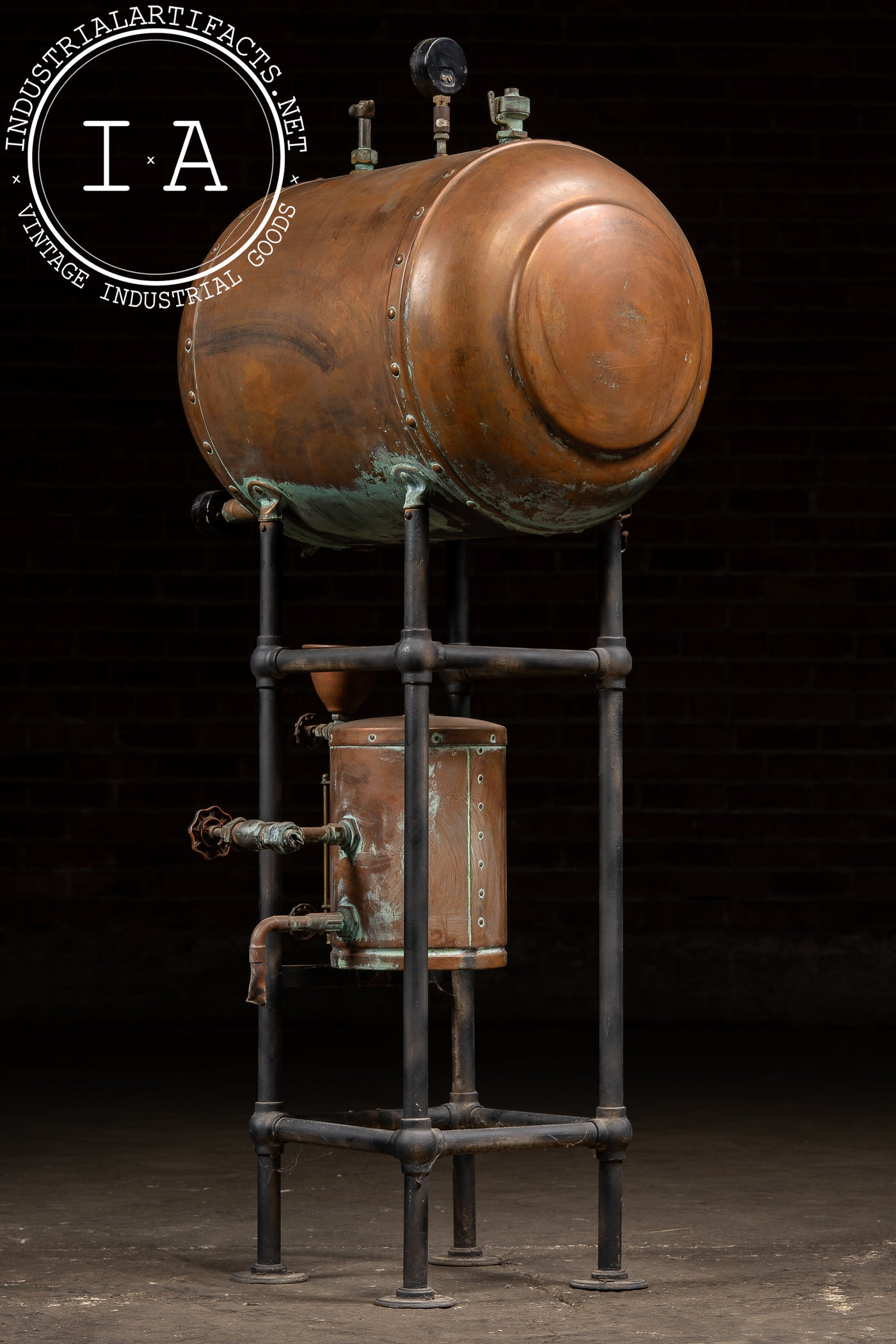 Antique Industrial Copper Pressure Vessel Apparatus