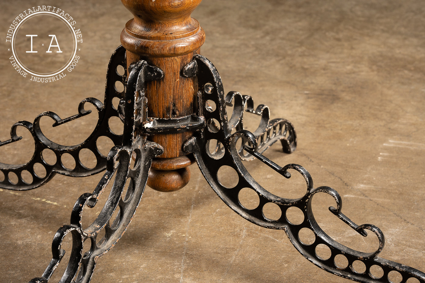 Small Six-Sided Wood and Cast Iron Victorian Side Table