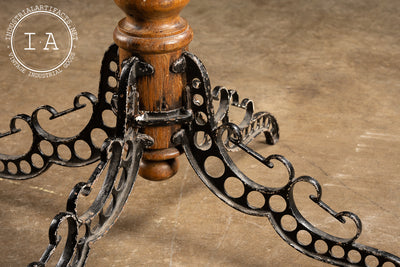 Small Six-Sided Wood and Cast Iron Victorian Side Table