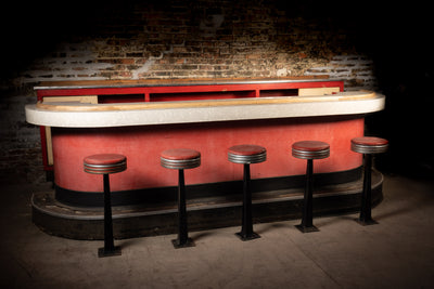 Vintage Streamline Front and Back Bar with Stools