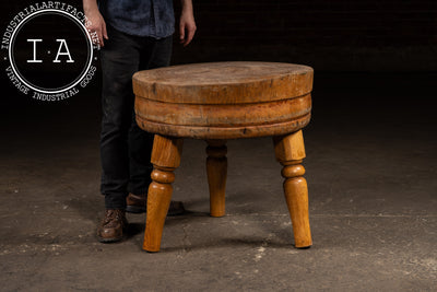 Round Butcher Block Coffee Table on Wooden Legs