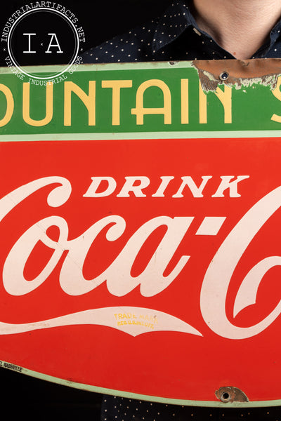 Vintage Large SSP Coke Fountain Service Sign