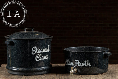 Mid-Century Enamelware Steamed Clams & Broth Pot