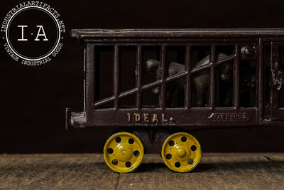 Antique Ideal Cast Iron Railroad Stock Car with Yellow Wheels