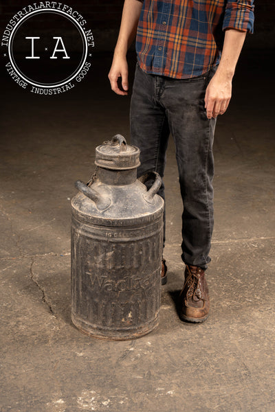 Vintage "Wadhams" 10-Gallon Steel Oil Can by Ellisco