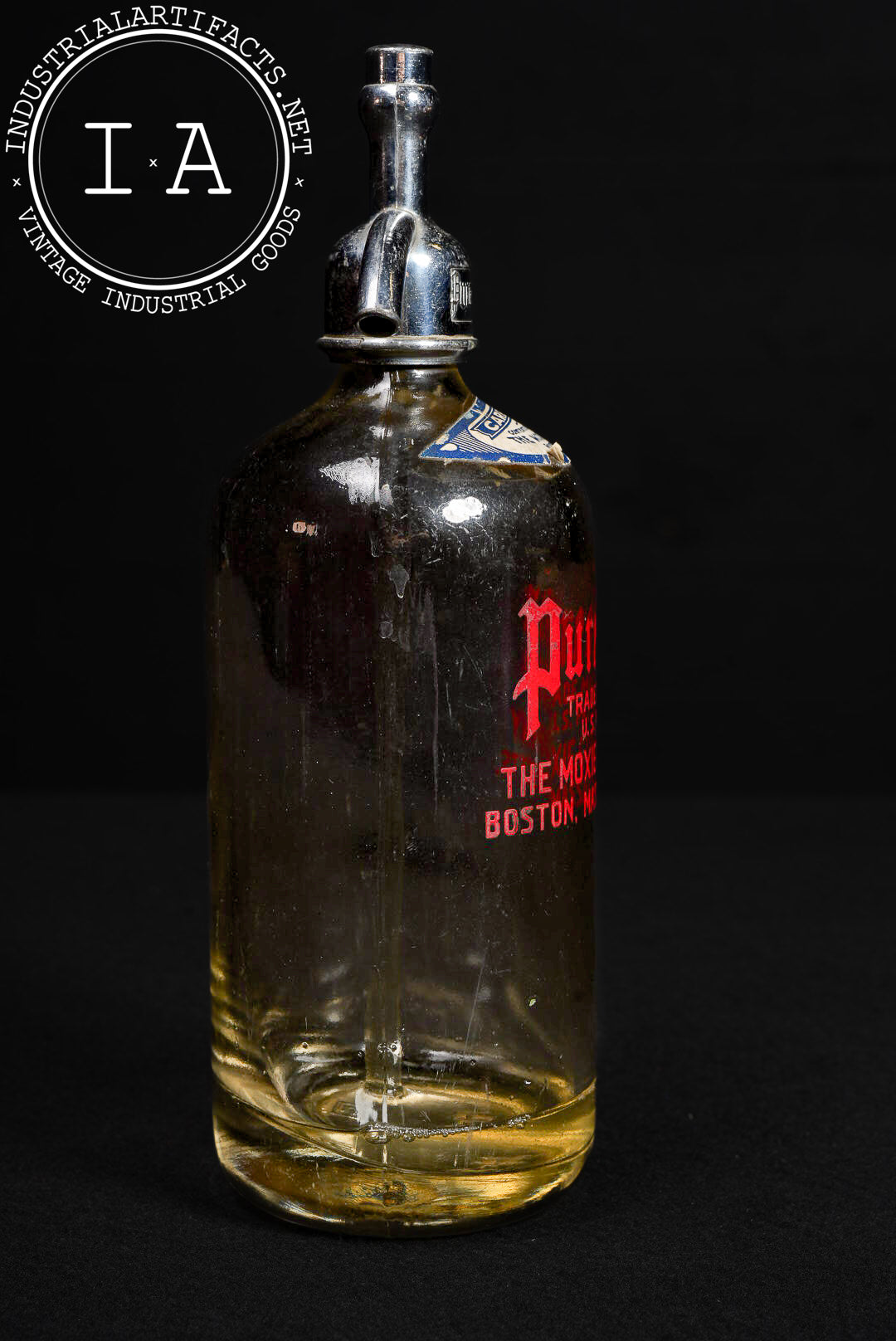 Vintage Pureoxia Soda Siphon Bottle by Moxie Company