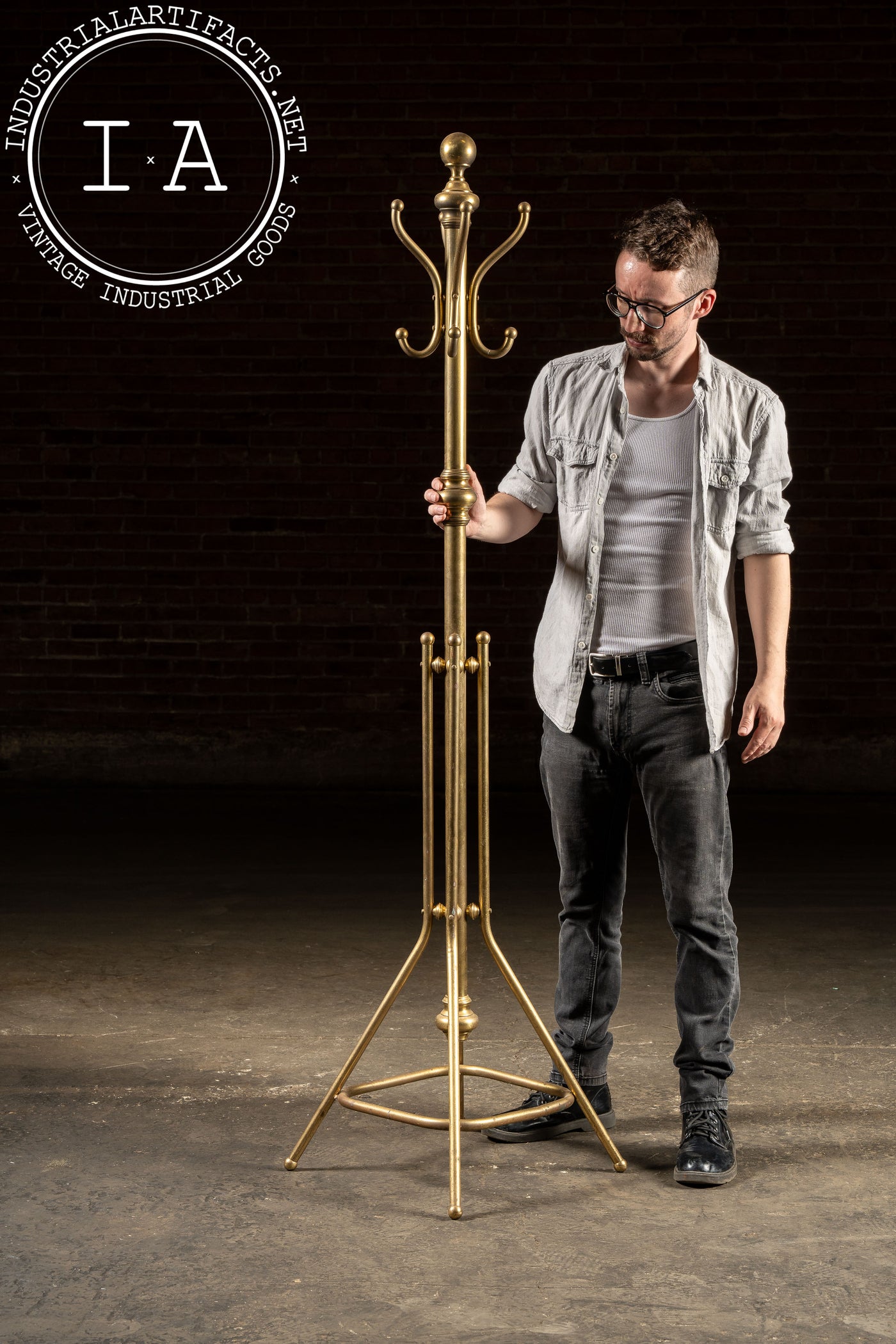 Antique Brass Barbershop Coat Tree