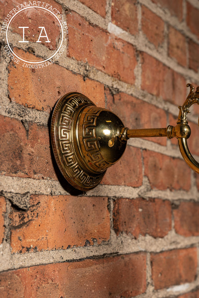 Early 20th Century Brass Wall Sconce with Etched Glass Shade