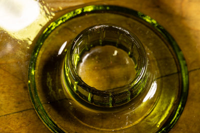 Vintage Glass Candle Bowl Ashtray in Chartreuse