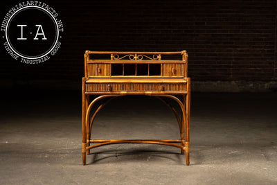 Mid-Century Rattan and Bamboo Stationery Desk and Chair by Lillian Vernon