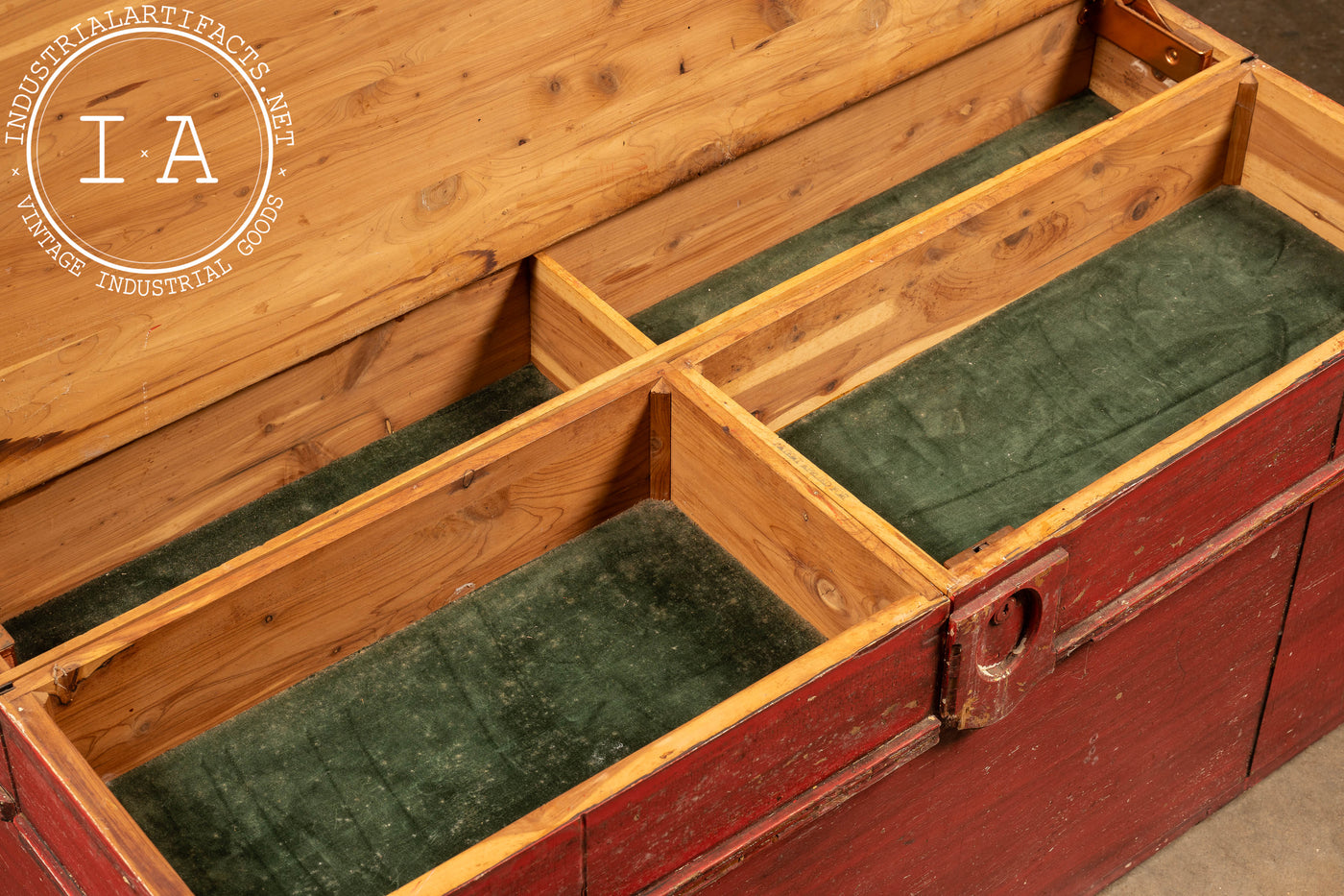 Vintage Painted Wooden Carpenter's Chest in Red