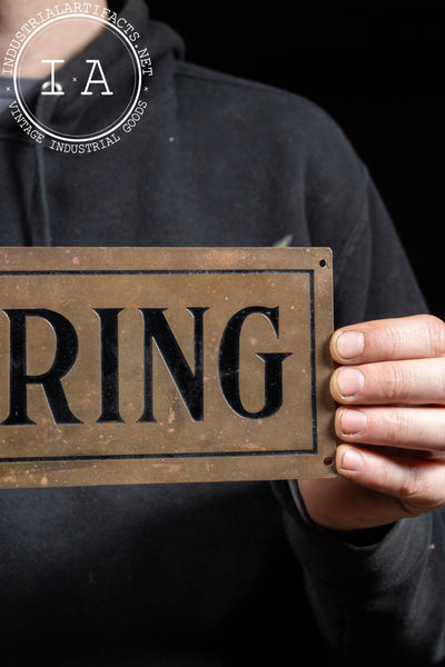 Antique “Repairing” Debossed Brass Sign