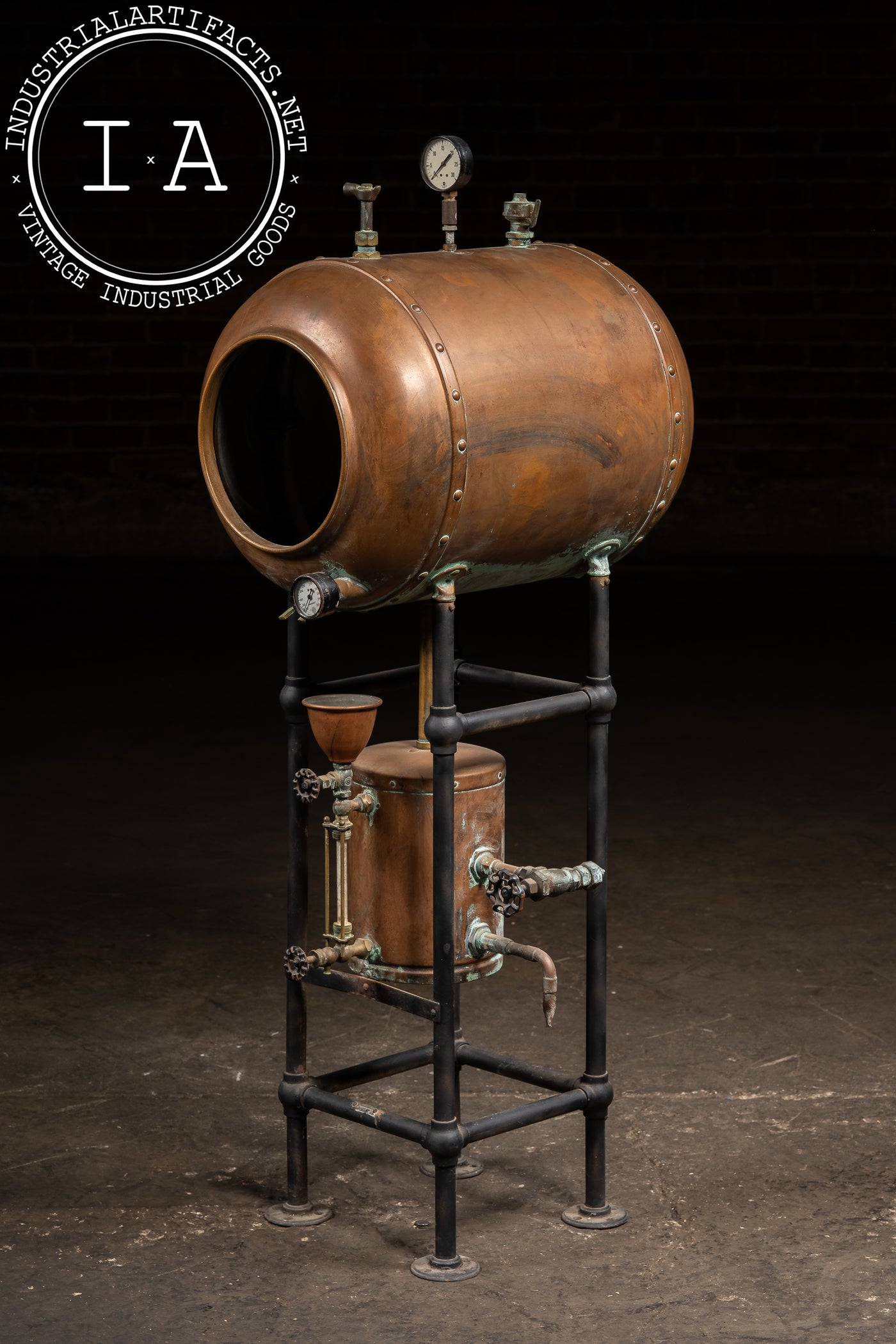 Antique Industrial Copper Pressure Vessel Apparatus