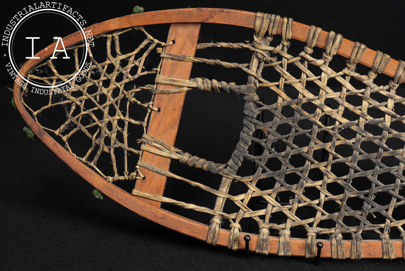 Primitive Wooden Snowshoes with Rawhide Webbing