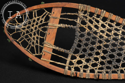 Primitive Wooden Snowshoes with Rawhide Webbing