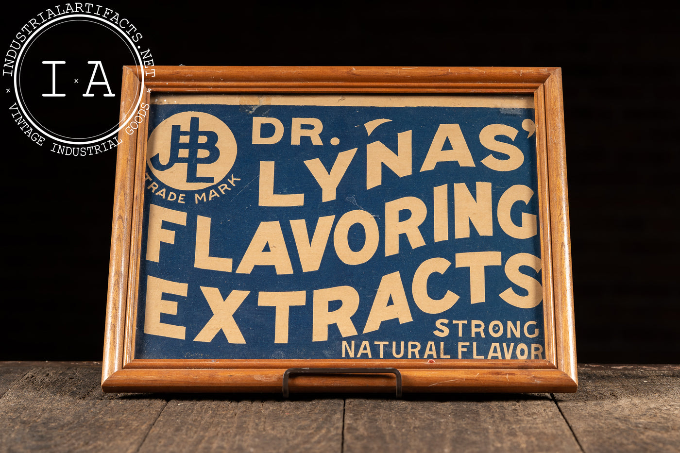 Antique Dr. Lynas’ Flavoring Extracts Framed Cardstock Advertising Sign