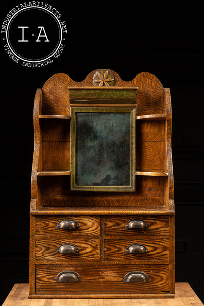 19th Century Oak Desktop Bureau with Japanned Hardware