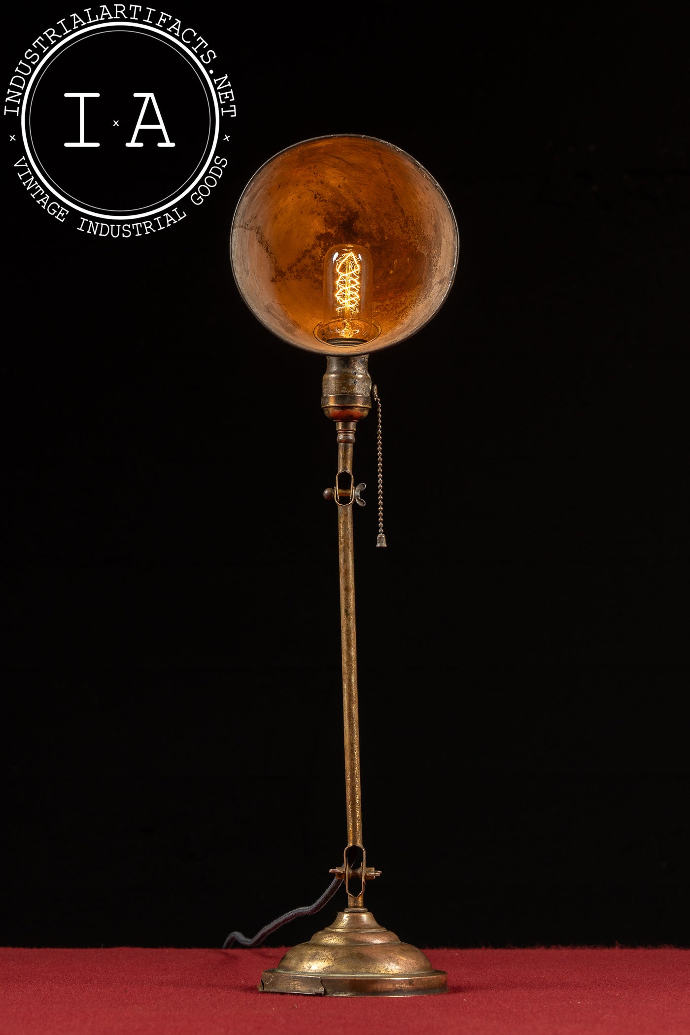 Early 20th Century Brass Articulating Desk Lamp with Dome Shade by Faries