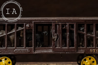 Antique Ideal Cast Iron Railroad Stock Car with Yellow Wheels