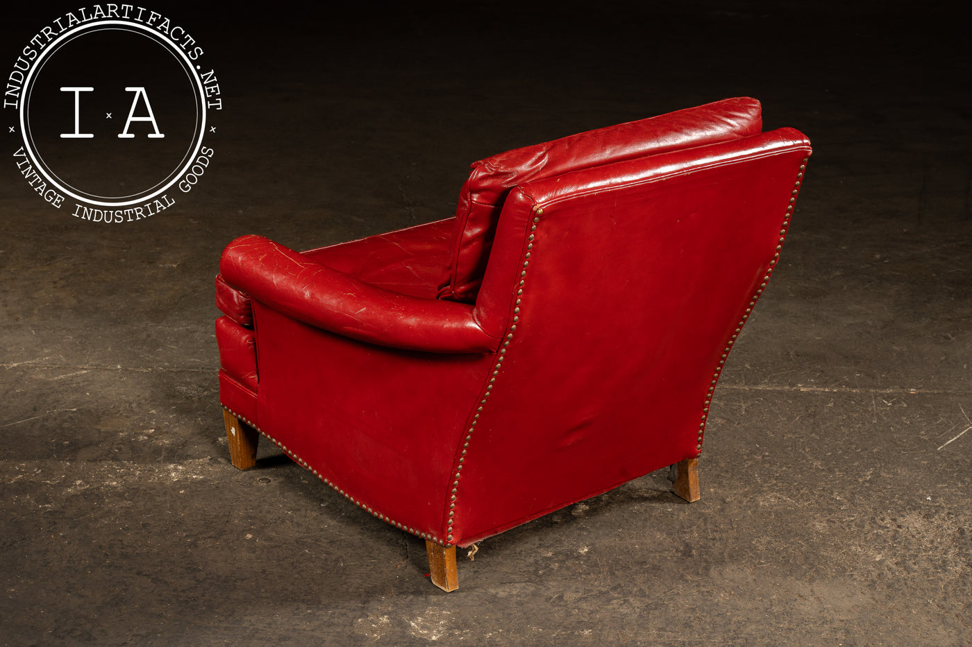 Vintage Tufted Leather Lounge Chair in Candy Apple Red