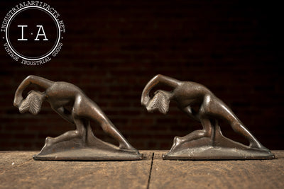 Pair of Vintage Cast Iron Figural Nude Art Deco Bookends
