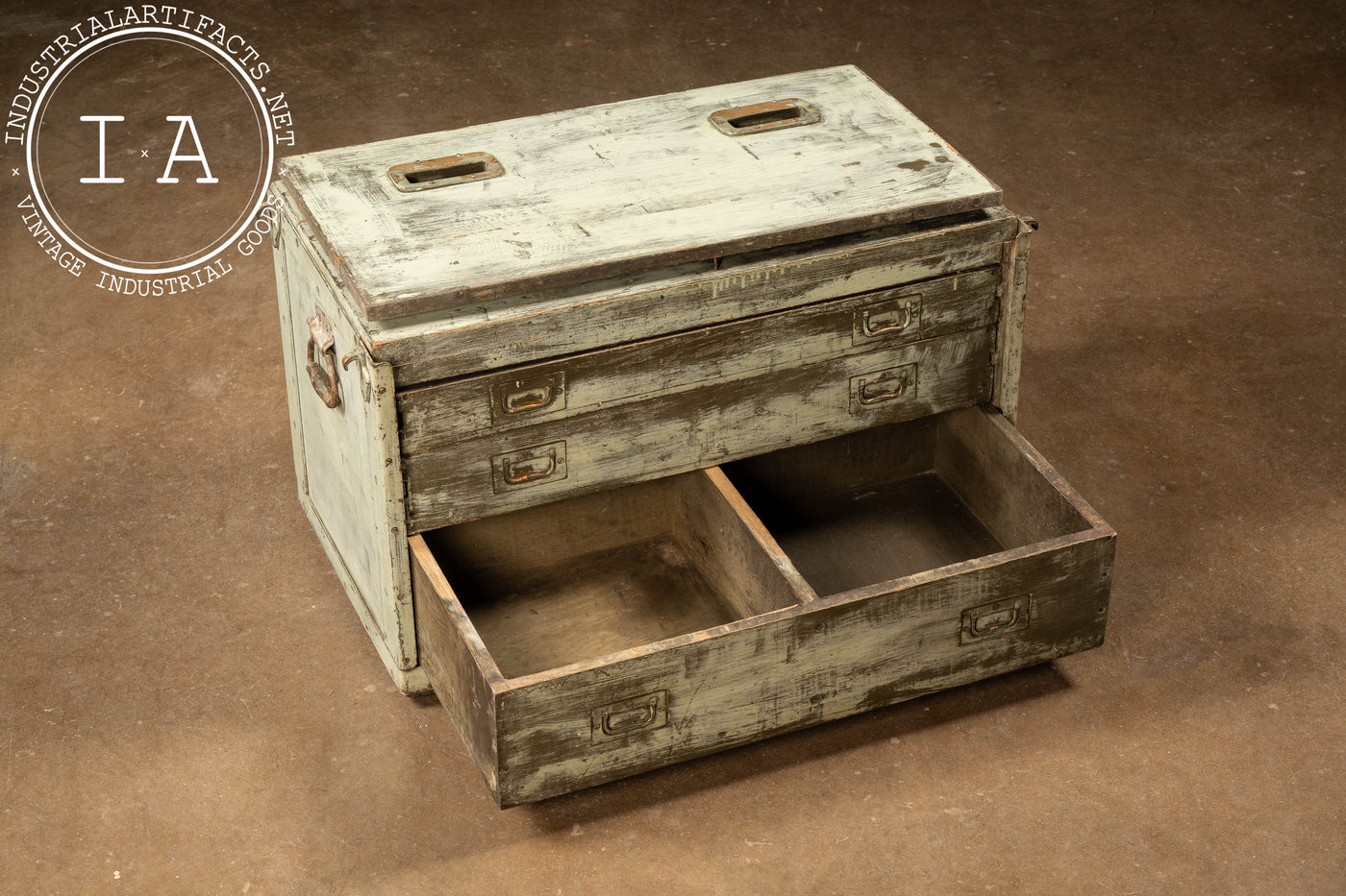 Antique Wooden Industrial Tool Chest