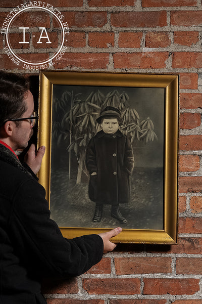 Early Charcoal Illustration Of Child In Coat